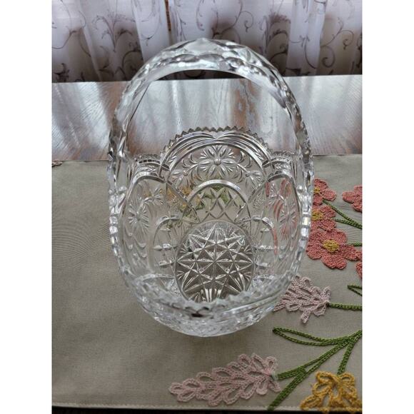Vintage Crystal Pressed Glass Basket Brides,  Sawtooth Edge - Picture 3 of 4